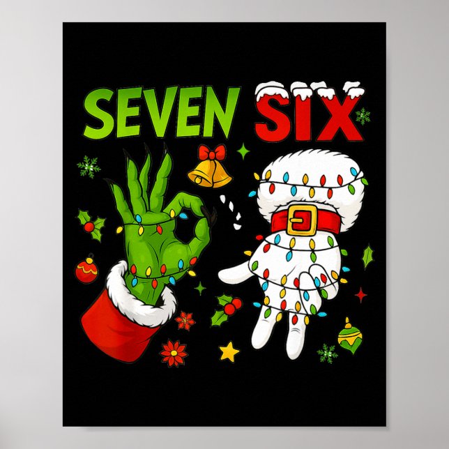Funny Six Seven 67 Meme 6 7 Christmas Elf Hand Boy Poster (Framsidan)