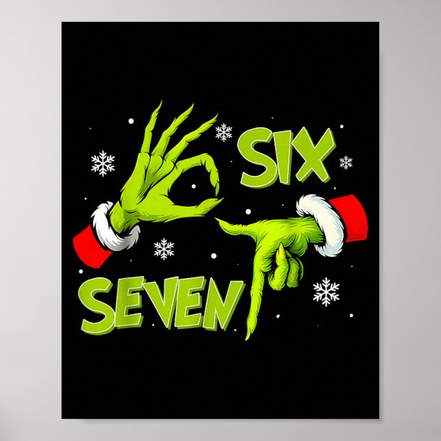 Funny Six Seven 67 Meme 6 7 Christmas Elf Hand Boy Poster (Framsidan)