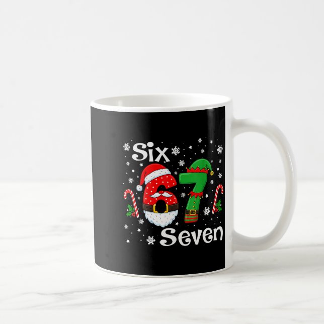 Funny Six Seven 67 Meme 6 7 Elf Santa Christmas Pa Kaffemugg (Höger)