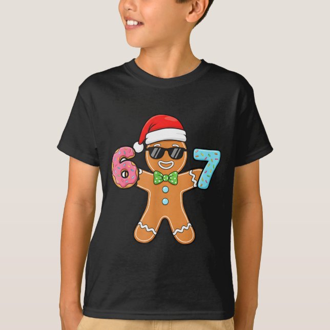 Funny Six Seven 67 Meme 6 7 Gingerbread Christmas  T Shirt (Framsida)