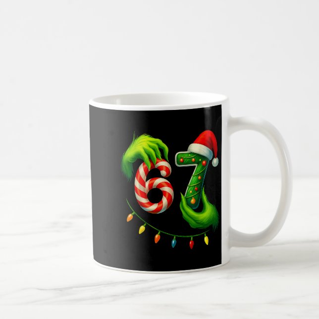 Funny Six Seven 67 Meme 6 7 Santa Christmas Brainr Kaffemugg (Höger)