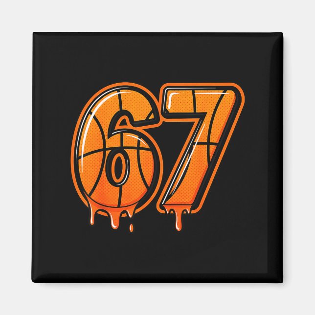 Funny Six Seven 67 Meme Gen Alpha 67 Basketball Fo Magnet (Framsidan)