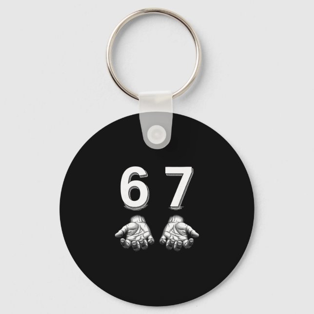 Funny Six Seven 67 Meme Gen Alpha Slang Hands  Nyckelring (Framsida)