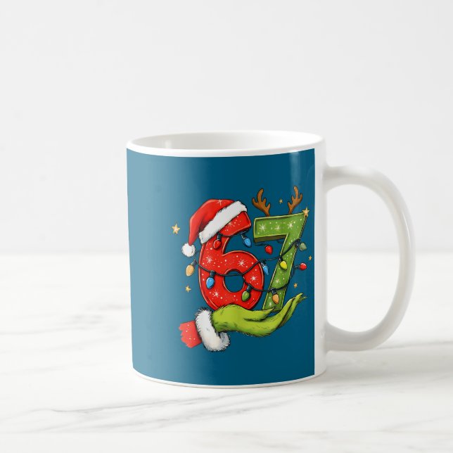 Funny Six Seven 67 Meme Santa Christmas Brainrot P Kaffemugg (Höger)