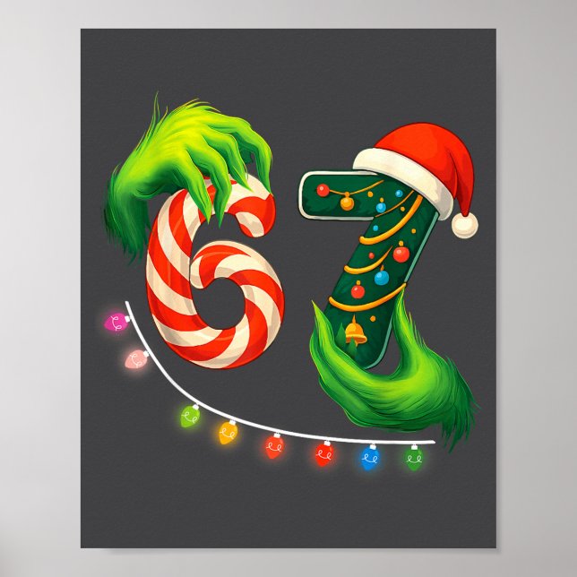 Funny Six Seven 67 Meme Santa Christmas Brainrot P Poster (Framsidan)
