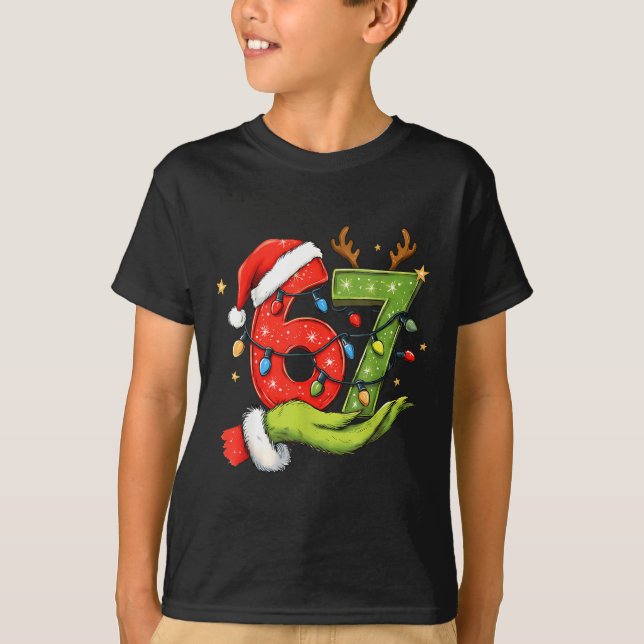 Funny Six Seven 67 Meme Santa Christmas Brainrot P T Shirt (Framsida)
