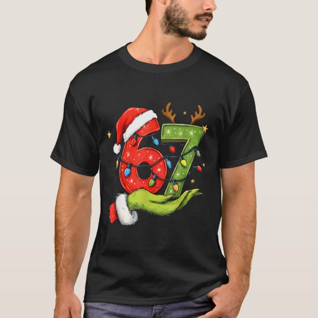 Funny Six Seven 67 Meme Santa Christmas Brainrot P T Shirt (Framsida)