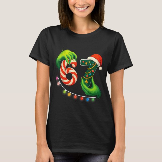 Funny Six Seven 67 Meme Santa Christmas Brainrot P T Shirt (Framsida)