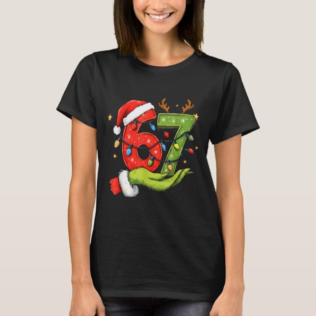 Funny Six Seven 67 Meme Santa Christmas Brainrot P T Shirt (Framsida)