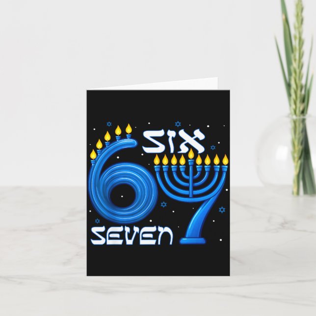 Funny Six Seven 67 Meme Sarcastic Hanukkah Chanuka Kort (Framsida)