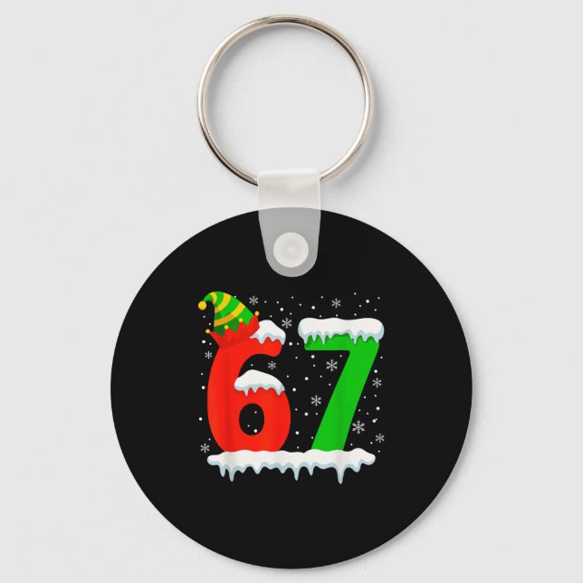 Funny Six Seven 67 Meme Saying 6 7 Elf Christmas T Nyckelring (Framsida)