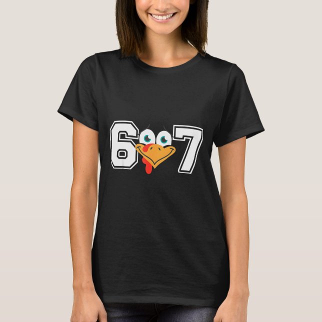 Funny Six Seven 67 Turkey Face Thanksgiving Matchi T Shirt (Framsida)
