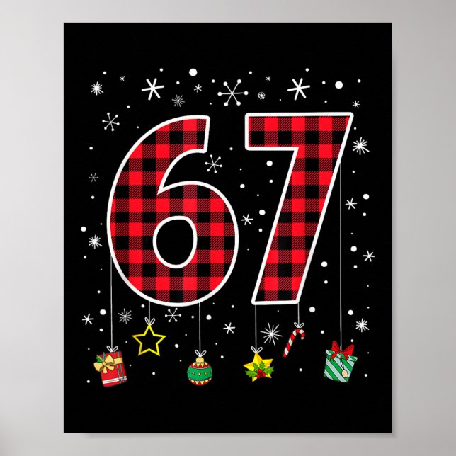 Funny Six Seven 6 7 Meme 67 Christmas Red Plaid Xm Poster (Framsidan)