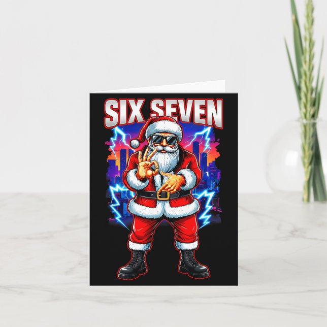 Funny Six Seven 6 7 Meme 67 Santa Christmas Men Bo Kort (Framsida)