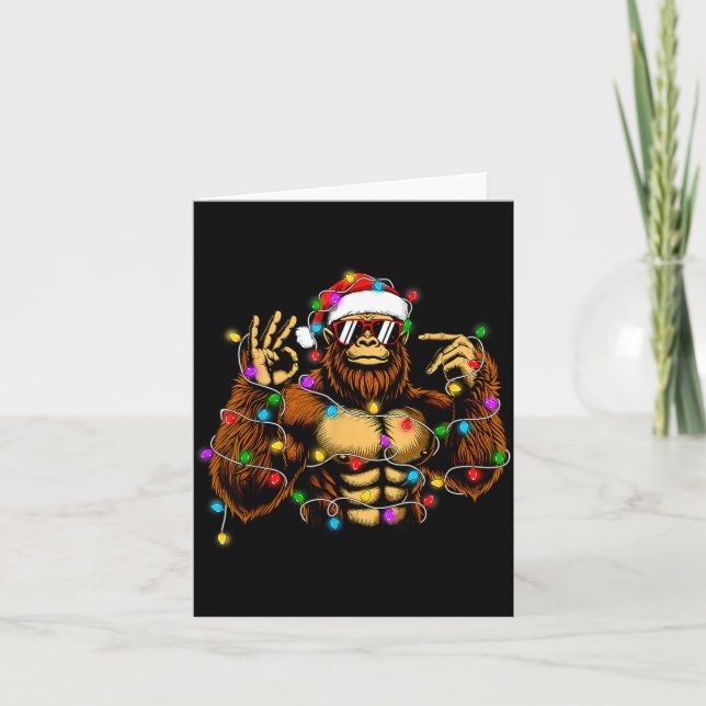 Funny Six Seven 6 7 Meme Bigfoot Christmas Lights  Kort (Framsida)