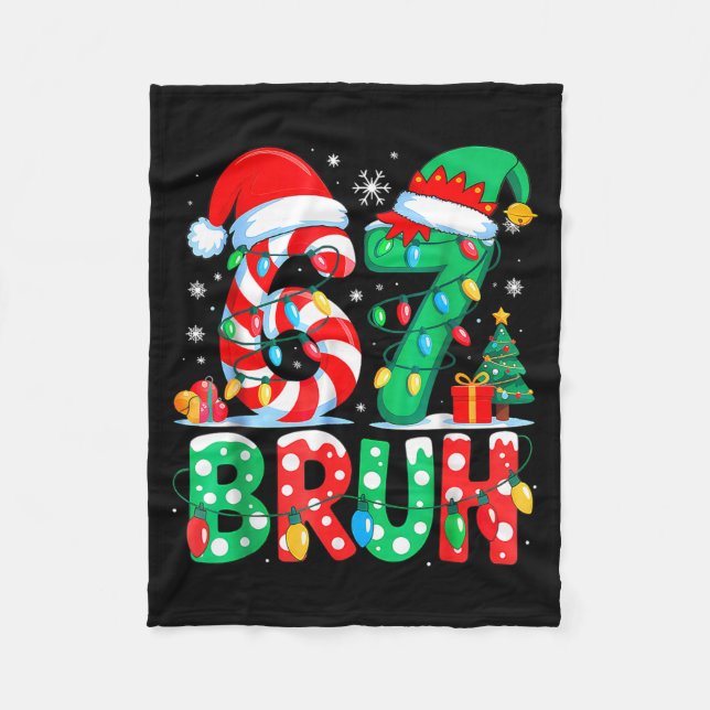 Funny Six Seven 6 7 Meme Christmas Family Xmas San Fleecefilt (Framsidan)