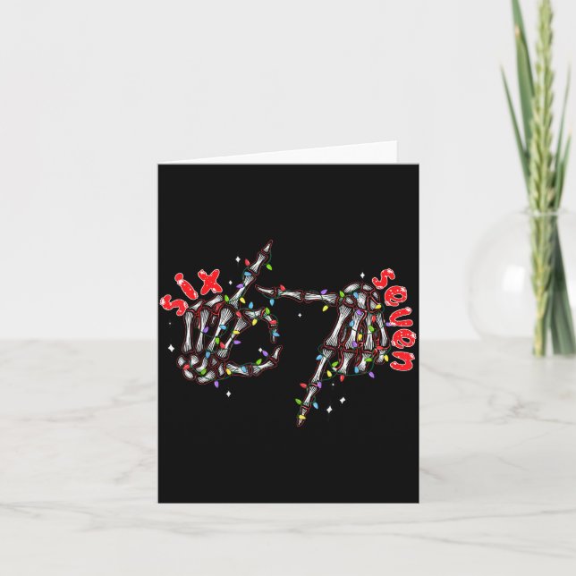 Funny Six Seven 6 7 Meme Couple Christmas Hand Ske Kort (Framsida)
