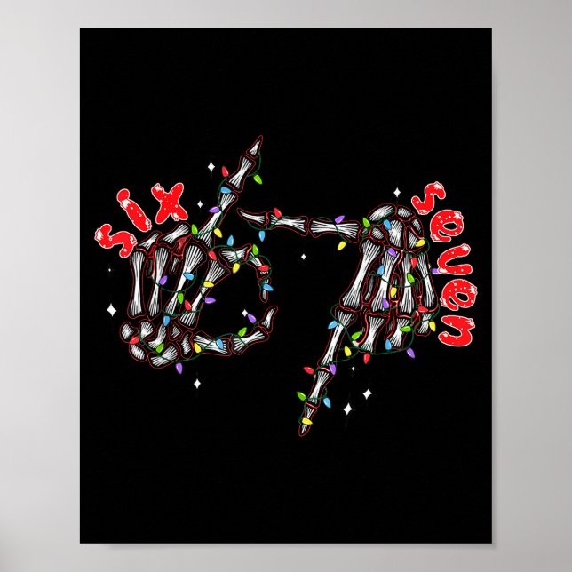 Funny Six Seven 6 7 Meme Couple Christmas Hand Ske Poster (Framsidan)