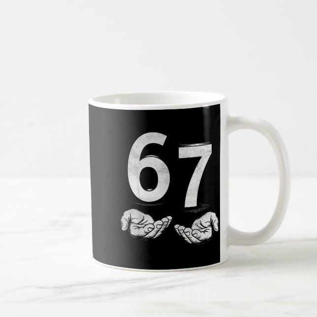 Funny Six Seven 6 7 Meme Gen Alpha Slang 6 7 Hands Kaffemugg (Höger)