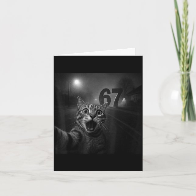 Funny Six Seven 6 7 Meme Gen Z Alpha Slang Cat Sel Kort (Framsida)