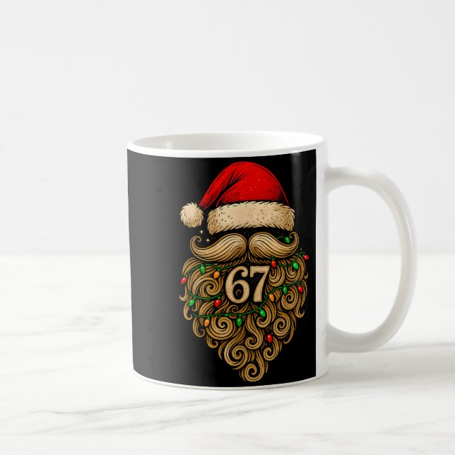 Funny Six Seven 6 7 Meme Santa Beard Christmas Men Kaffemugg (Höger)