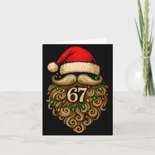 Funny Six Seven 6 7 Meme Santa Beard Christmas Men Kort (Framsida)
