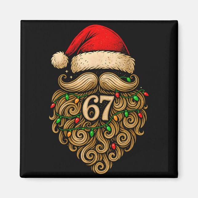 Funny Six Seven 6 7 Meme Santa Beard Christmas Men Magnet (Framsidan)