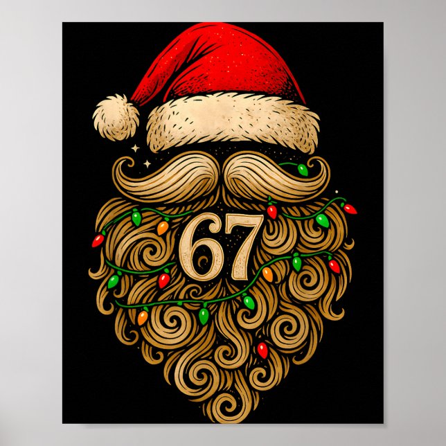 Funny Six Seven 6 7 Meme Santa Beard Christmas Men Poster (Framsidan)