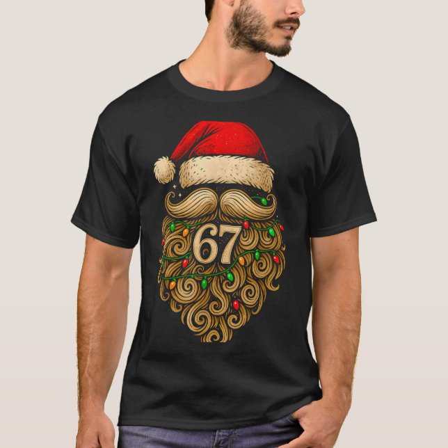 Funny Six Seven 6 7 Meme Santa Beard Christmas Men T Shirt (Framsida)