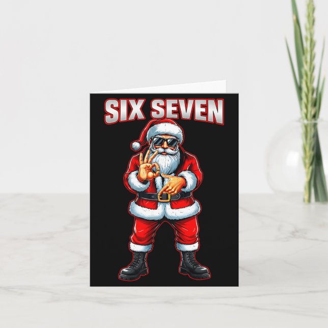 Funny Six Seven 6 7 Meme Santa Christmas Shirt Men Kort (Framsida)