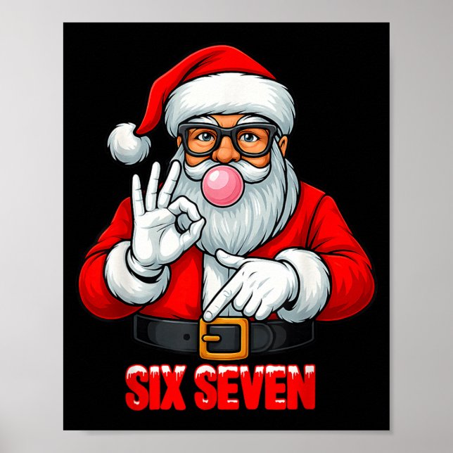 Funny Six Seven 6 7 Meme Santa Christmas Shirt Men Poster (Framsidan)