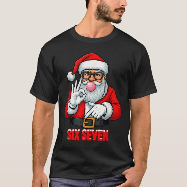 Funny Six Seven 6 7 Meme Santa Christmas Shirt Men T (Framsida)