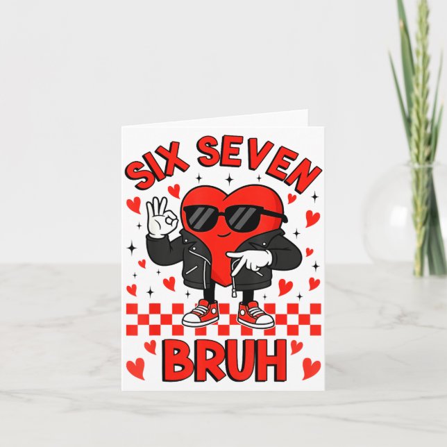 Funny Six Seven Bruh 6 7 Meme Valentines Heart Boy Kort (Framsida)