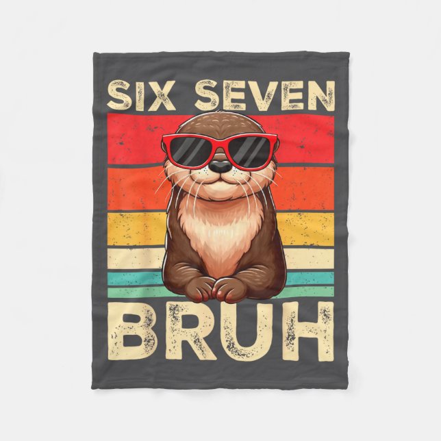 Funny Six Seven Bruh 6 7 Otter Meme Kids Boys Men  Fleecefilt (Framsidan)