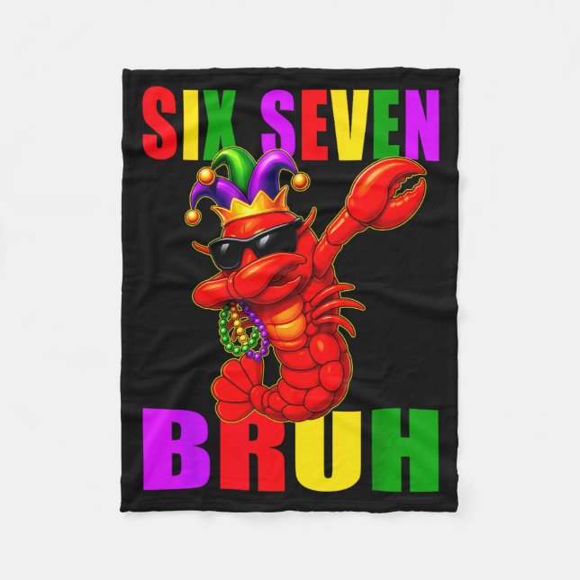 Funny Six Seven Bruh Mardi Gras 6 7 Meme Crawfish  Fleecefilt (Framsidan)