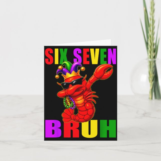 Funny Six Seven Bruh Mardi Gras 6 7 Meme Crawfish  Kort (Framsida)