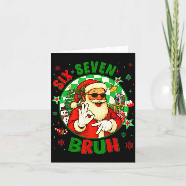 Funny Six Seven Bruh Santa Meme 67 Christmas Boy G Kort (Framsida)
