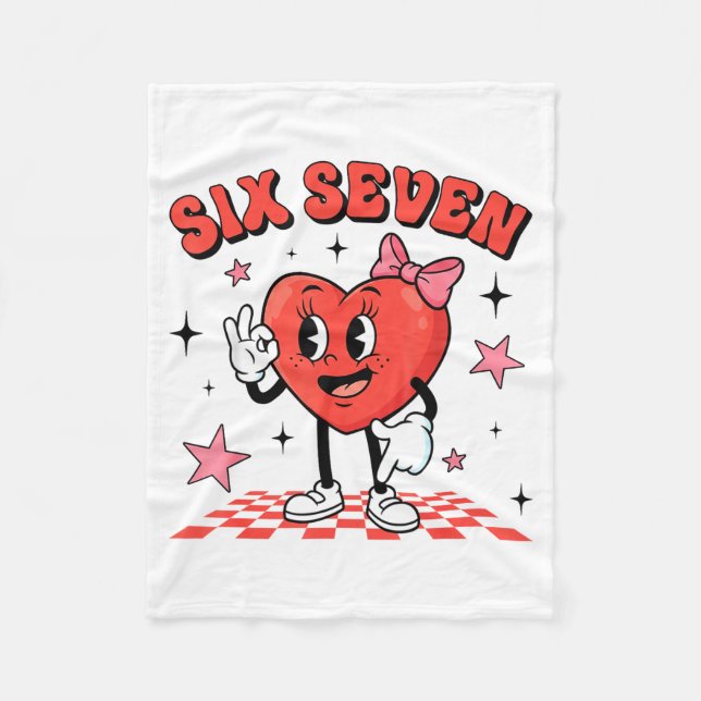 Funny Six Seven Cute Heart 67 Meme Valentine Kids  Fleecefilt (Framsidan)