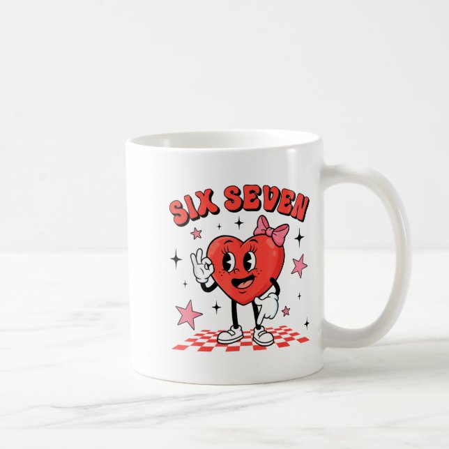 Funny Six Seven Cute Heart 67 Meme Valentine Kids  Kaffemugg (Höger)