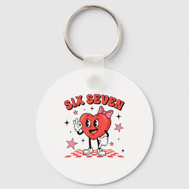 Funny Six Seven Cute Heart 67 Meme Valentine Kids  Nyckelring (Framsida)