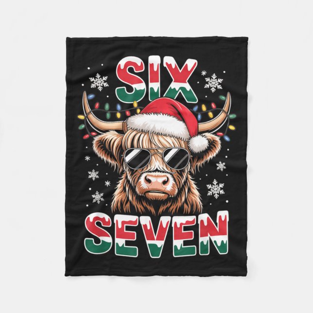 Funny Six Seven Highland Cow Christmas 67 Cool Xma Fleecefilt (Framsidan)