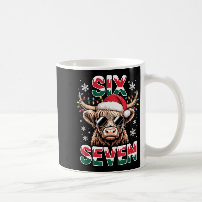 Funny Six Seven Highland Cow Christmas 67 Cool Xma Kaffemugg (Höger)