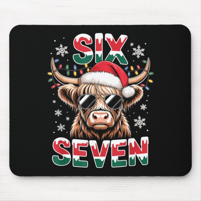 Funny Six Seven Highland Cow Christmas 67 Cool Xma Musmatta (Framsidan)