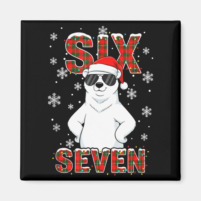 Funny Six Seven Lar Bear Christmas 67 Santa Hat Wi Magnet (Framsidan)