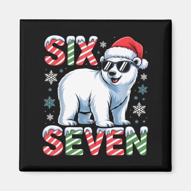 Funny Six Seven Lar Bear Christmas 67 Santa Hat Wi Magnet (Framsidan)