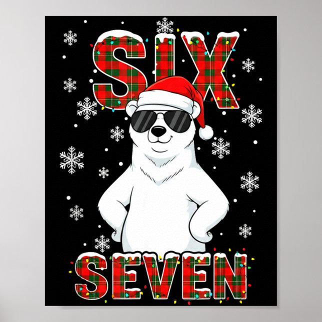 Funny Six Seven Lar Bear Christmas 67 Santa Hat Wi Poster (Framsidan)