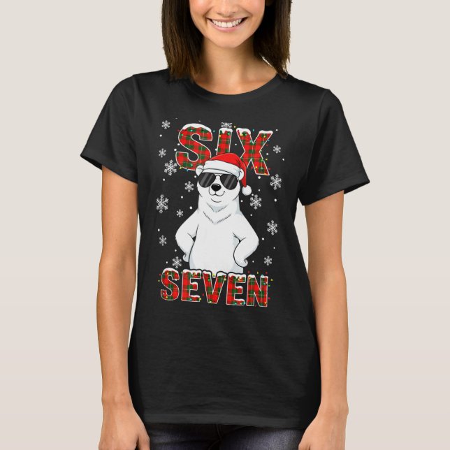 Funny Six Seven Lar Bear Christmas 67 Santa Hat Wi T Shirt (Framsida)