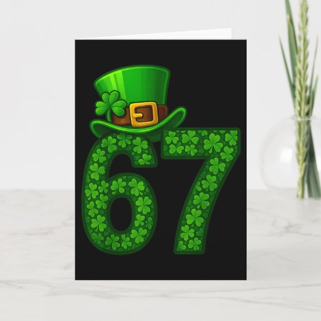Funny Six Seven Meme 67 St Patricks Day Shamrocks  Kort (Framsida)