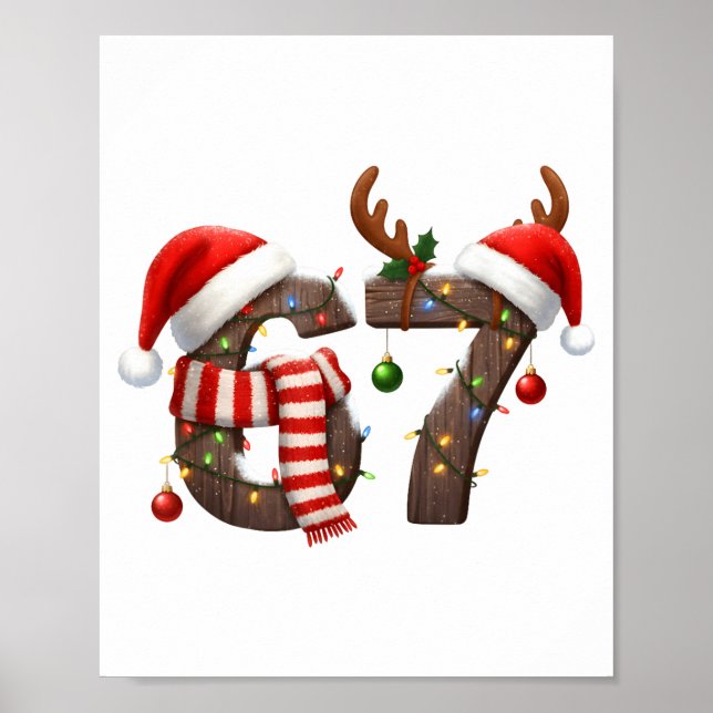 Funny Six Seven Meme 6-7 Xmas 67 Christmas Lights  Poster (Framsidan)