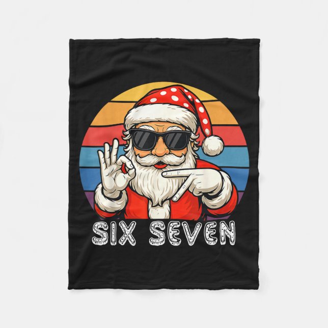 Funny Six Seven Meme Christmas Cool Santa Saying 6 Fleecefilt (Framsidan)